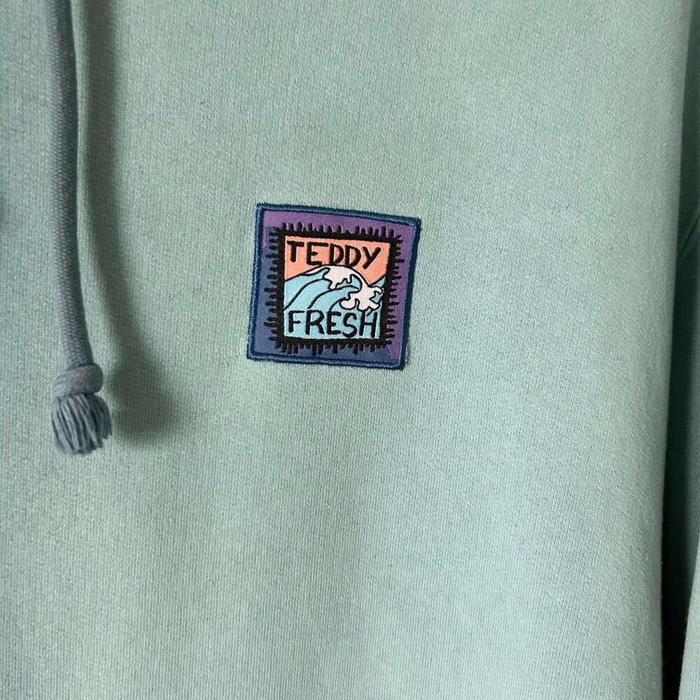 Teddy Fresh Teal Ombre Pastel Hoodie with Embroidered Logo Size Large - Picture 2 of 5